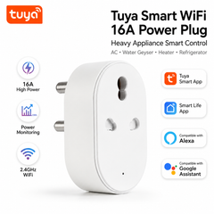 Tuya Smart WiFi 16A Power Plug with Power Monitor | AC & Water Geyser Smart Plug | Alexa & Google Home Control
