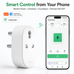 Tuya Smart WiFi 16A Power Plug with Power Monitor | AC & Water Geyser Smart Plug | Alexa & Google Home Control