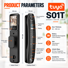 Tuya S01T Smart WiFi 3D Face Recognition Door Lock – Fingerprint, Password, Card, Key & App Unlock | unused condition with light cosmetic scratches only