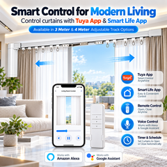 Tuya Smart WiFi Curtain Motor with Adjustable Track – 3M / 4M | App & Remote Control