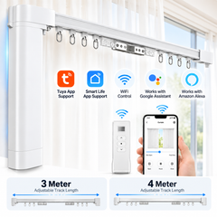 Tuya Smart WiFi Curtain Motor with Adjustable Track – 3M / 4M | App & Remote Control