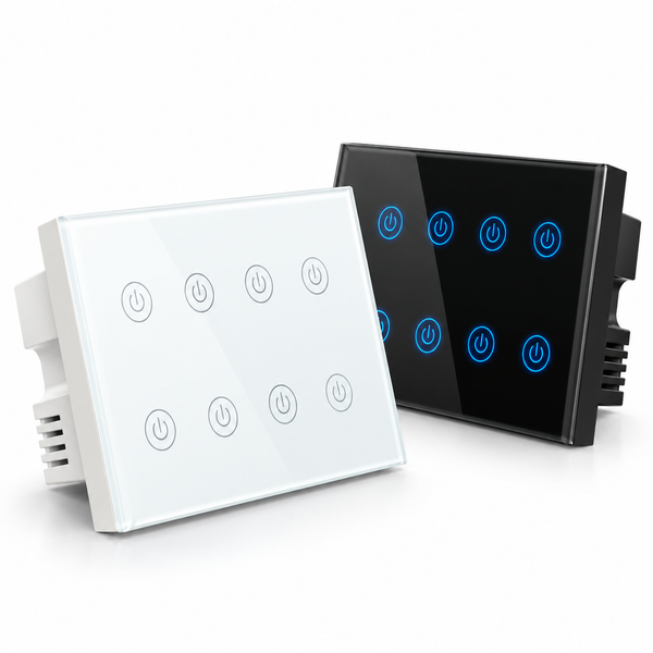 Tuya Smart WiFi 8 Gang Touch Wall Switch with Power Monitoring | Alexa & Google Home Compatible