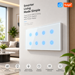 Tuya Smart WiFi 8 Gang Touch Wall Switch with Power Monitoring | Alexa & Google Home Compatible