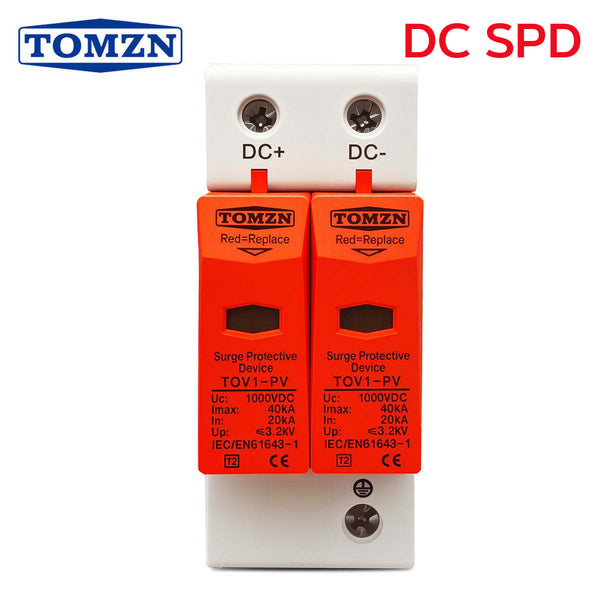 TOMZN TOV1-PV DC SPD Surge Protector 1000V 40KA | Solar PV Lightning Protection Device | DC Surge Arrester