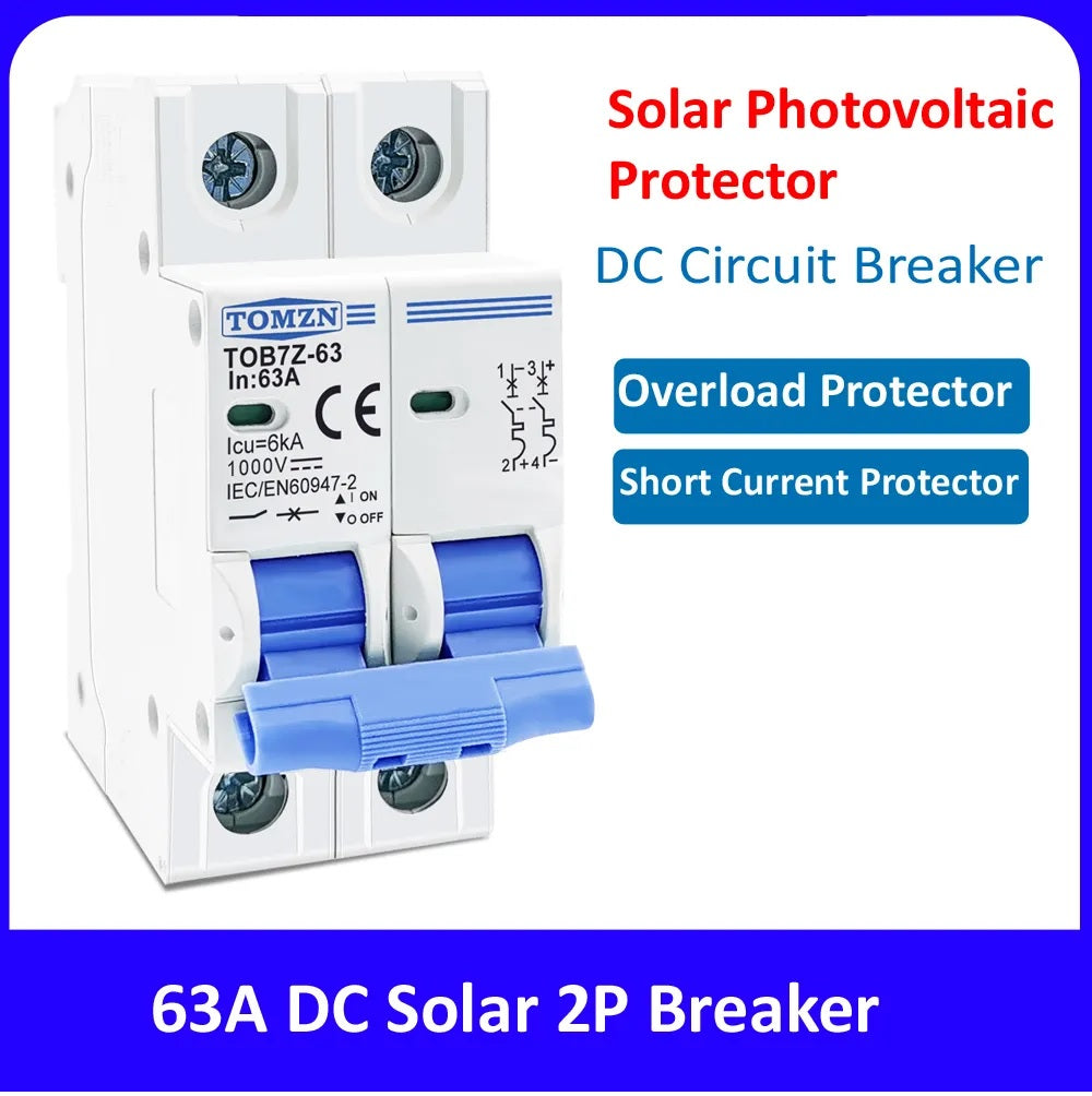 Tomzn 2P DC 1000V Solar Circuit Breaker DC Breaker 32A, 63A - 63A