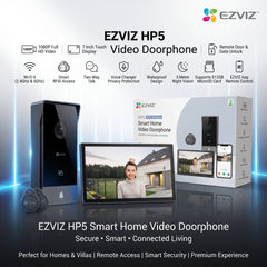 EZVIZ HP5 Smart Home Video Doorphone 1080P | 7-inch Touch Screen | WiFi 6 | Remote Door & Gate Unlock | RFID Access | Video Intercom System