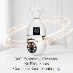 V380 Bulb Holder Camera Dual Lens 1080P | 360° WiFi Security Camera | Two-Way Audio | Smart Motion Detection | Ceiling Mount