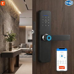 Tuya WiFi Smart Door Lock – Fingerprint, Password, IC Card & App Control 5 Way Unlock (F16)