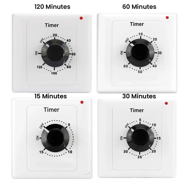Motor Timer Switch - 15, 30, 60 & 120 Minutes Variations - 15A Load Rating