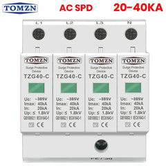 TOMZN 4P Three Phase 385V 20 -40KA AC SPD, 4P SPD AC,