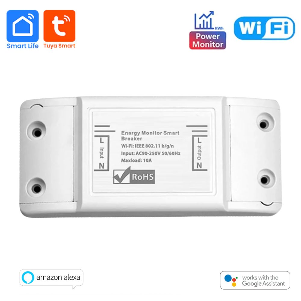 TUYA SMART WIFI BREAKER, TIMER SWITCH, 10A BREAKER, SMART BREAKER, POWER MONITOR, 