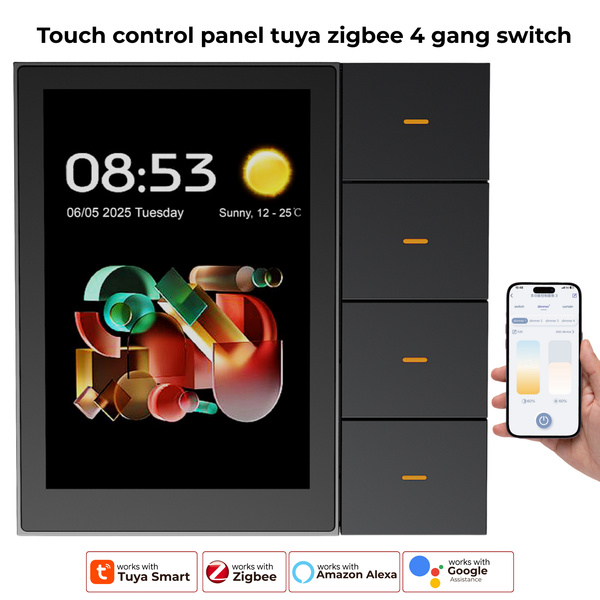 Tuya Zigbee Smart Touch Control Panel 4 Gang Switch with WiFi