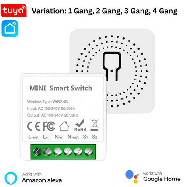 1 2 3 4 Gang Tuya WiFi Smart Light Switch Module - No Hub Needed
