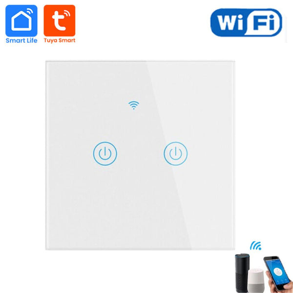 Tuya WiFi 2 Gang Wall Touch Switch – White/Black