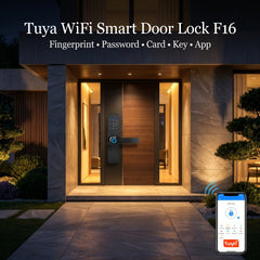 Tuya WiFi Smart Door Lock – Fingerprint, Password, IC Card & App Control 5 Way Unlock (F16)