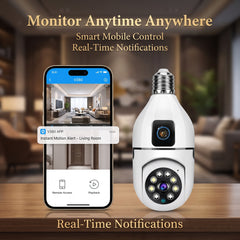 V380 Bulb Holder Camera Dual Lens 1080P | 360° WiFi Security Camera | Two-Way Audio | Smart Motion Detection | Ceiling Mount