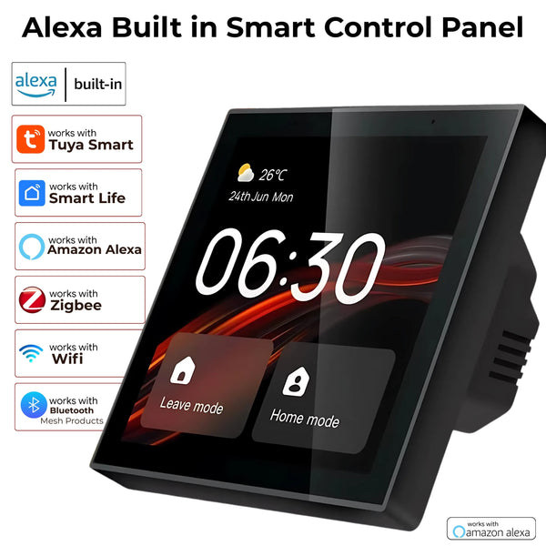 Tuya WiFi Smart Touch 4 inch Screen Control Panel with Built in Alexa & ZigBee