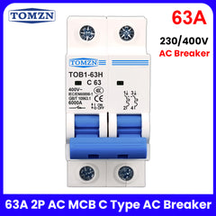 Tomzn 2P AC MCB Circuit breaker C type 32A,63A