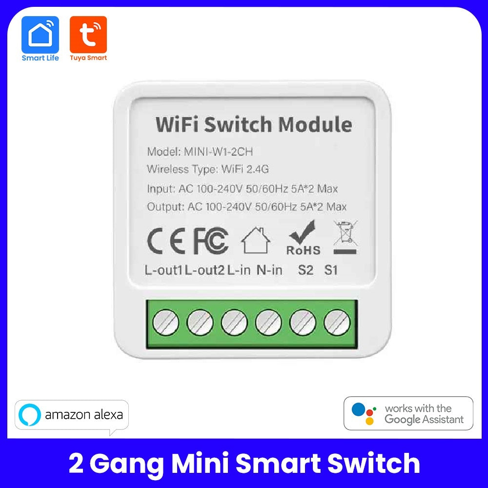 1 2 3 4 Gang Tuya WiFi Smart Light Switch Module - No Hub Needed