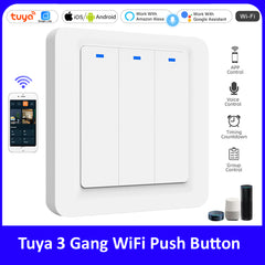 Tuya Smart WiFi 3 Gang Push Button EU Wall Switch