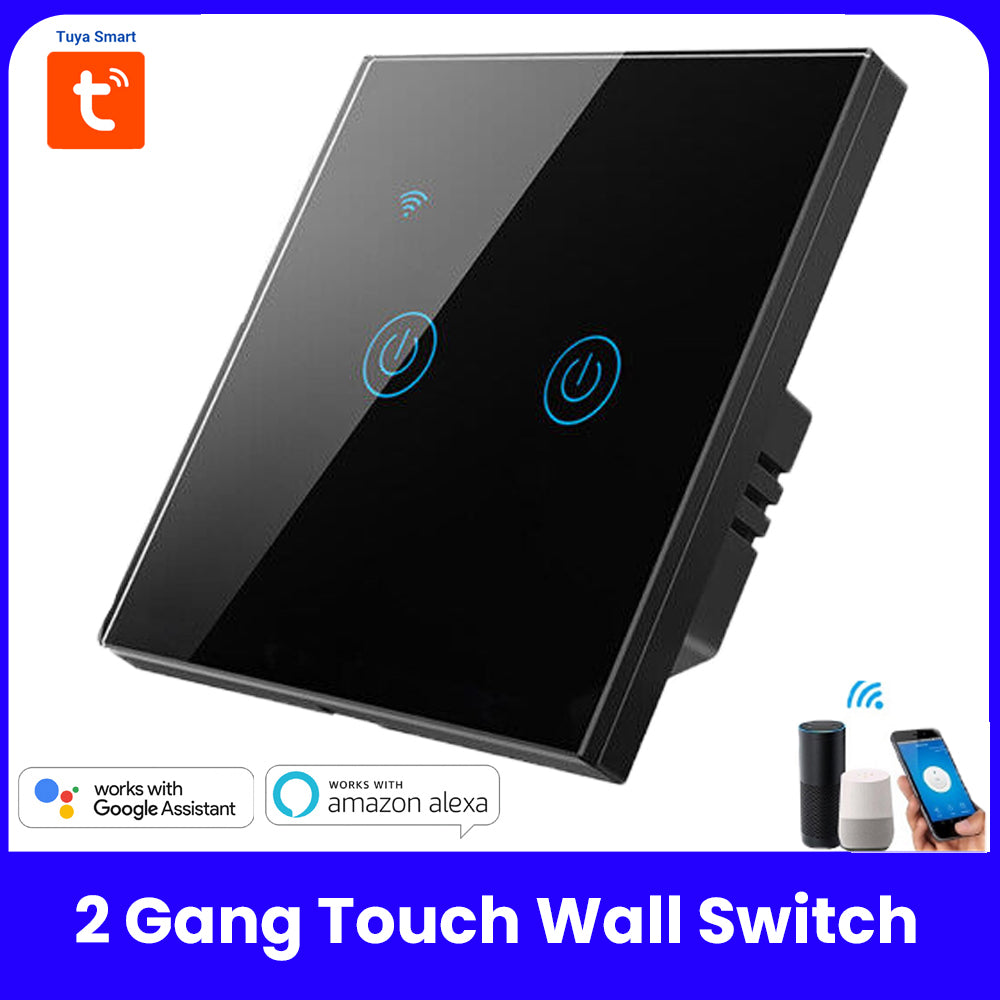 Tuya WiFi 2 Gang Wall Touch Switch - White/ Black