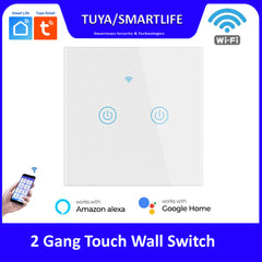 Tuya WiFi 2 Gang Wall Touch Switch - White/ Black
