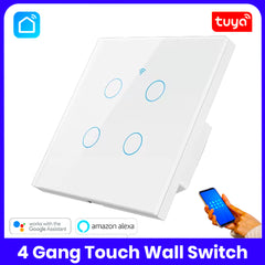 Tuya Smart 4 Gang Wifi Wall Touch Switch - White/Black/Golden