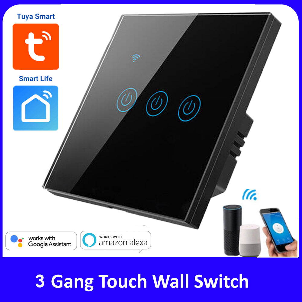 Tuya 3 Gang WiFi Wall Touch Switch - White