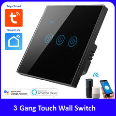 Tuya 3 Gang WiFi Wall Touch Switch - White