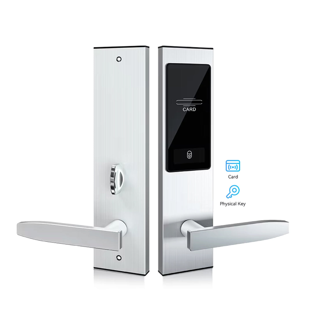 Smart Hotel Door Lock RFID Card & Key Access | Stainless Steel Digital Lock for Home, Hotel & Apartment
