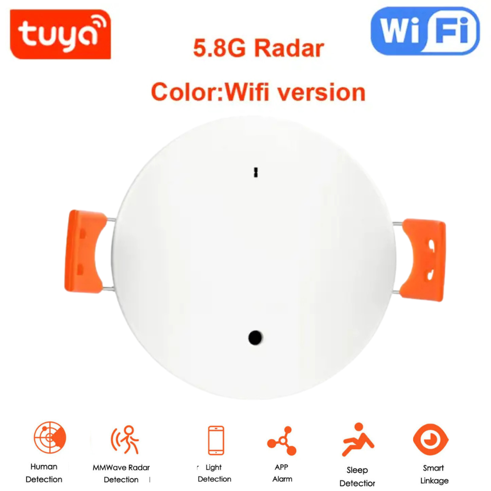 Tuya 5.8G WiFi Radar Sensor for Human and Sleep Detection, Smart Home Device