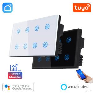 Tuya Smart WiFi 8 Gang Wall Touch Switch Power Meter