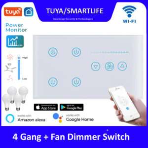 Tuya Smart WiFi 4 gang + Fan Wall Switch US