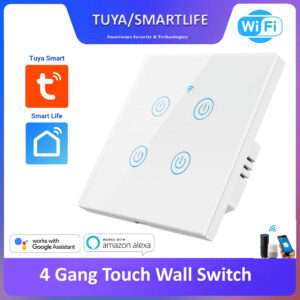 Tuya Smart 4 Gang Wifi Wall Touch Switch