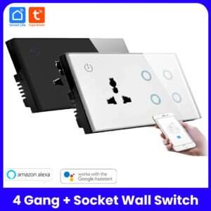 Tuya Smart WiFi 4 gang + Socket Wall Switch US