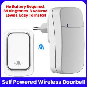 Wireless Doorbell No Battery required Waterproof Self-Powered Door bell Sets