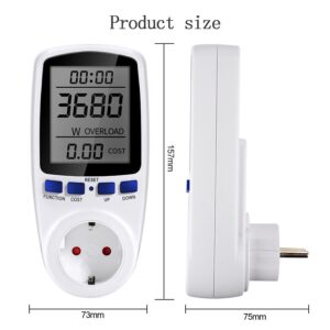 Digital Power Consumption Meter/Energy Cost Meter 16A with Backlight/Energy