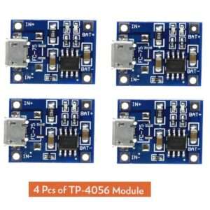 Pack of 4 Pcs -5V 1A Micro USB 18650 Charging ModuleTP4056