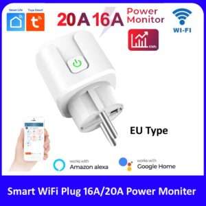 Tuya WiFi 16A/20A Heavy Duty EU Smart Plug Socket with Energy Monitor Timer