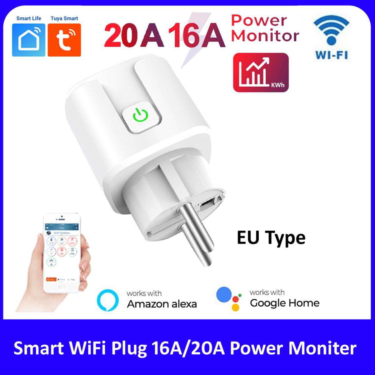 Tuya Wifi Smart Plug 16a/20a Eu Smart Socket With Power - Temu United Arab  Emirates