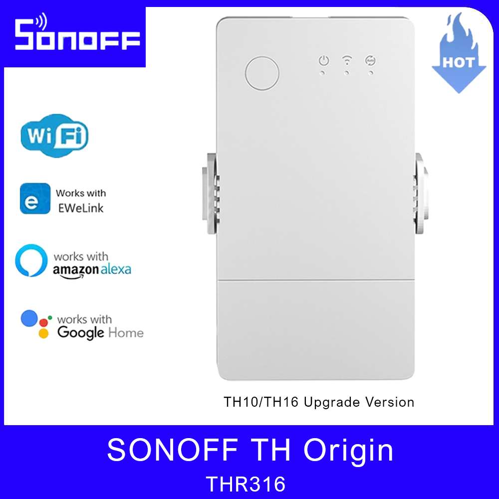SONOFF TH Origin Wifi Switch Smart Home Controller Temperature Humidity  Monitor Switch 20A Max SONOFF TH10/16 Upgrade Version
