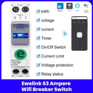 Ewelink WIFI Smart Energy Meter TOMZN TOB9e-63M Kwh Metering Circuit Breaker
