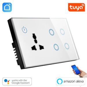 Tuya Smart WiFi 4 gang + Socket Wall Switch US