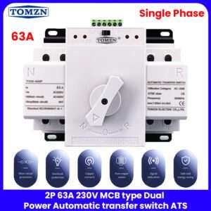Tomzn 2P Automatic Transfer Switch ATS Changeover 63A/125A –  230V MCB type Dual Power Automatic transfer Switch