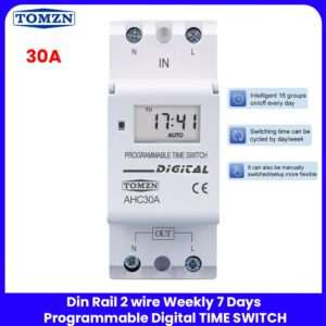 TOMZN 30A Din Rail single phase Weekly 7 Days Programmable Digital TIME SWITCH Relay Timer Control AC 220V 230V