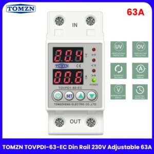 Tomzn 63A Din Rail 230V Adjustable Over Voltage and Under Voltage Protector