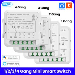 1 2 3 4 Gang Tuya WiFi Smart Light Switch Module Smart Life Automation DIY Breaker 2 Way Control Work with Alexa Google Home