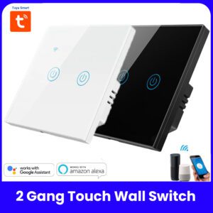 2 Gang WiFi Wall Touch Switch Tuya Smart Life app Wireless