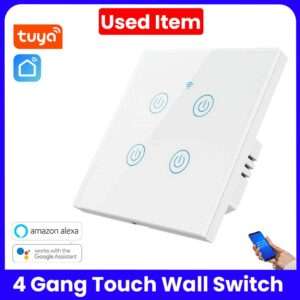 Tuya Smart 4 Gang Wifi Wall Touch Switch White – Used Item 40%OFF