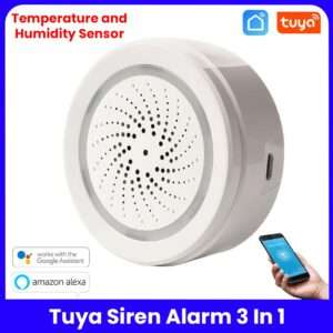 Tuya Siren Alarm 3 in 1 Siren Horn With Temperature and Humidity Sensor APP Notification Workes With Alexa Google Home